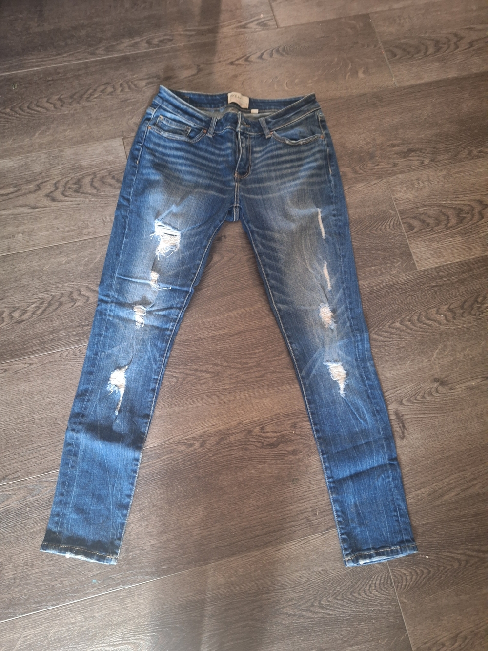BKE Women's Distressed Skinny Jeans - Blue